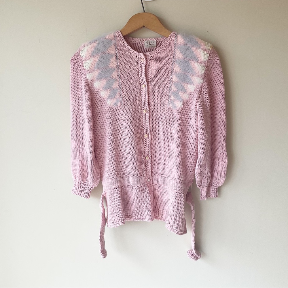 Vintage 1980’s Custom Knit Pink Two Piece Sweater and Skirt Set - Picture 6 of 15